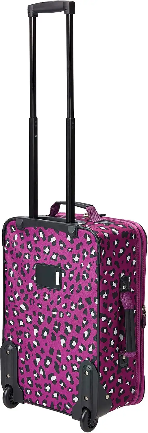 Rockland Fashion Softside Upright Luggage Set, Expandable,Telescopic Handle,Wheel, Purple Leopard, 2-Piece (1419) - 81dgqWgD4L._AC_SL1500_
