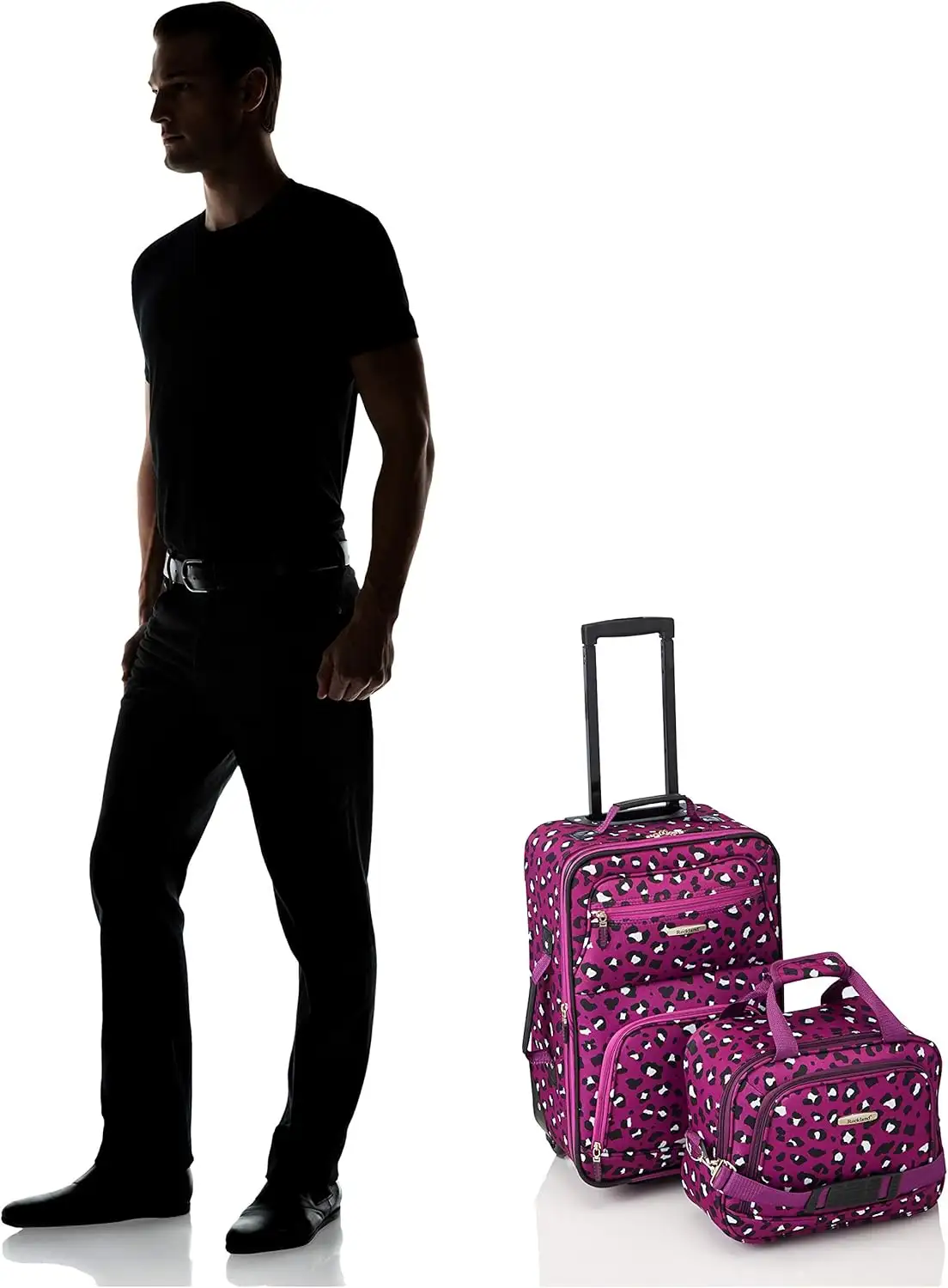 Rockland Fashion Softside Upright Luggage Set, Expandable,Telescopic Handle,Wheel, Purple Leopard, 2-Piece (1419) - 81fp6U7X6L._AC_SL1500_