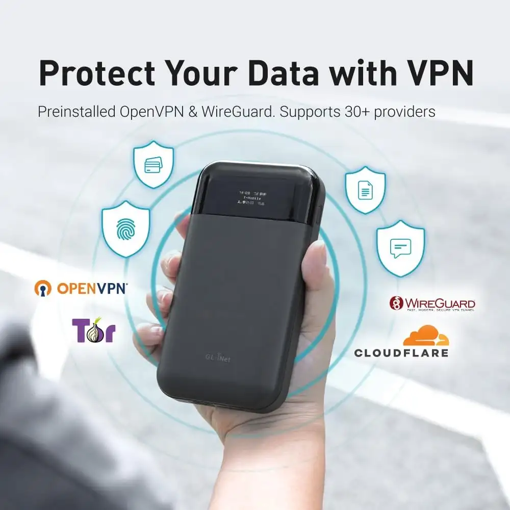GL.iNet GL-E750V2 (MUDI) 4G LTE, OpenWrt, OpenVPN, WireGuard, Tor, 7000mAh, Global Version (EM060K-G) - 61nf2uEA38L._AC_SL1000_