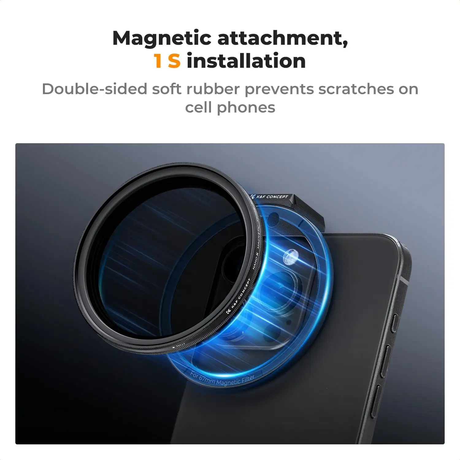 K&F Concept Clip On 67mm Variable ND2-32 Filter Kit, Phone Clip - 61IMYV1