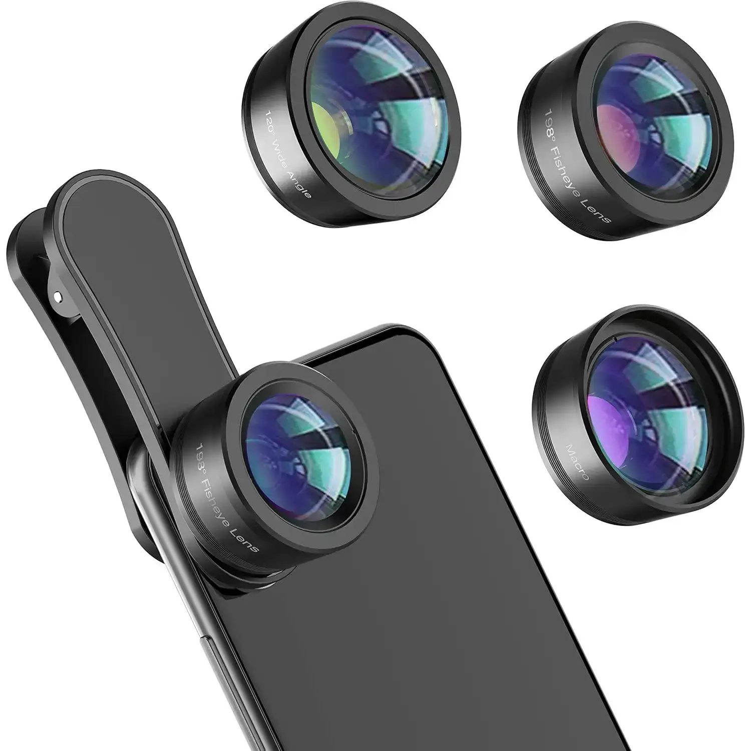LEKNES Upgraded 3 in 1 Phone Camera Lens kit-198° Fisheye Lens + Macro Lens + 120° Wide Angle Lens - 1